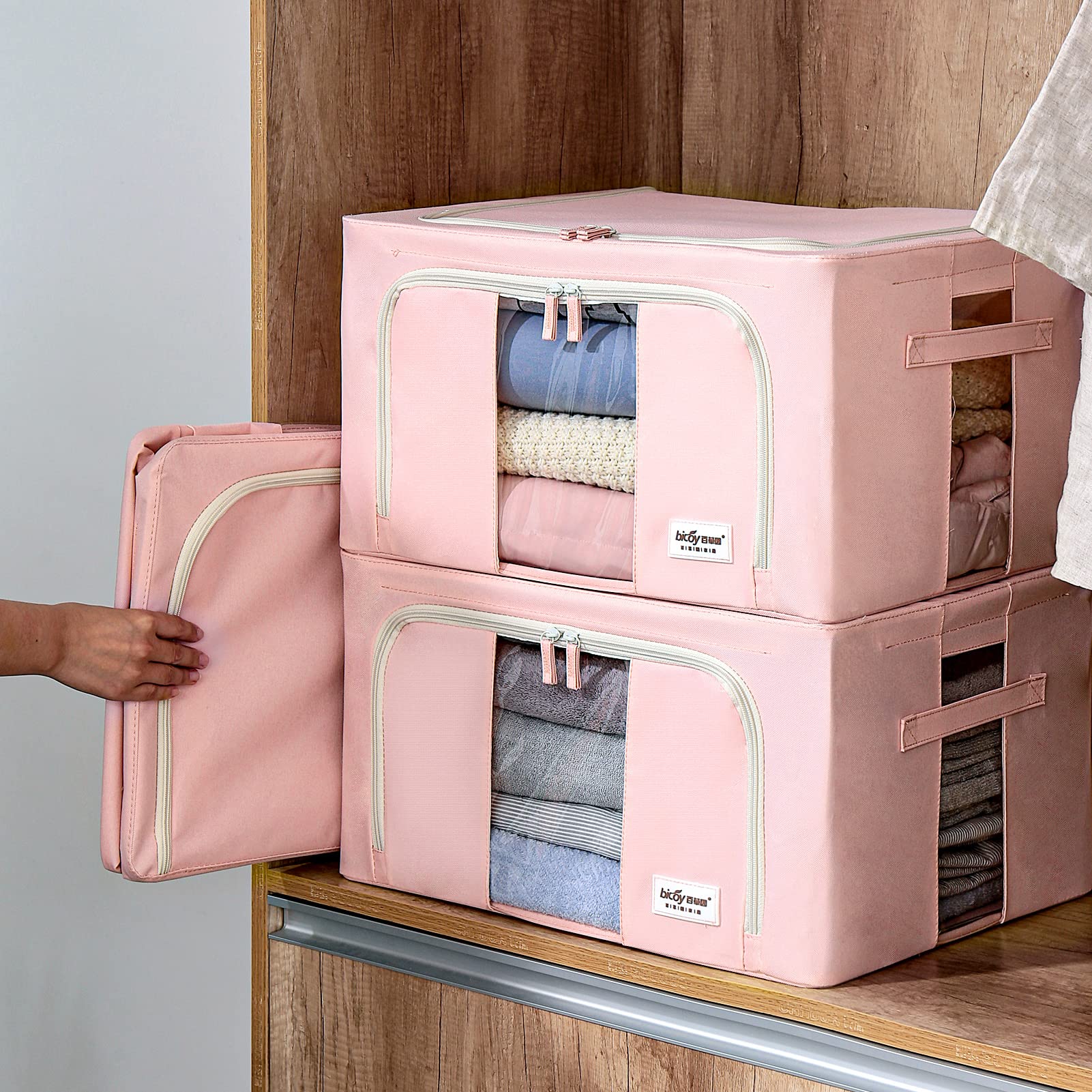 Amazon｜Bicoy 2個組 衣装ケース 66L 衣類収納ケース 積み重ねでき